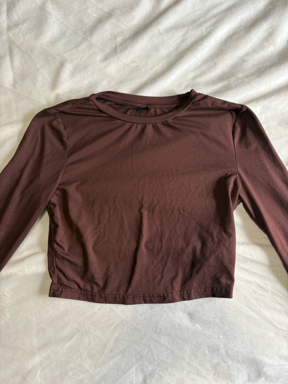 SHEIN Chocolate Brown Long Sleeve Crop Top